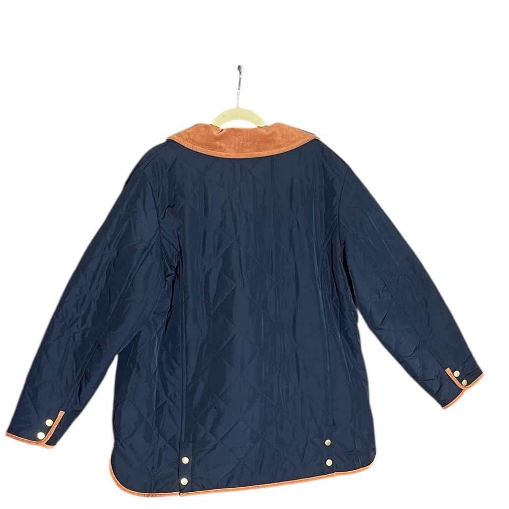 NWOT TALBOTS PLUS INDIGO NAVY BLUE QUILTED BARN JACKET CORDUROY TRIM (1X) - Picture 5 of 6